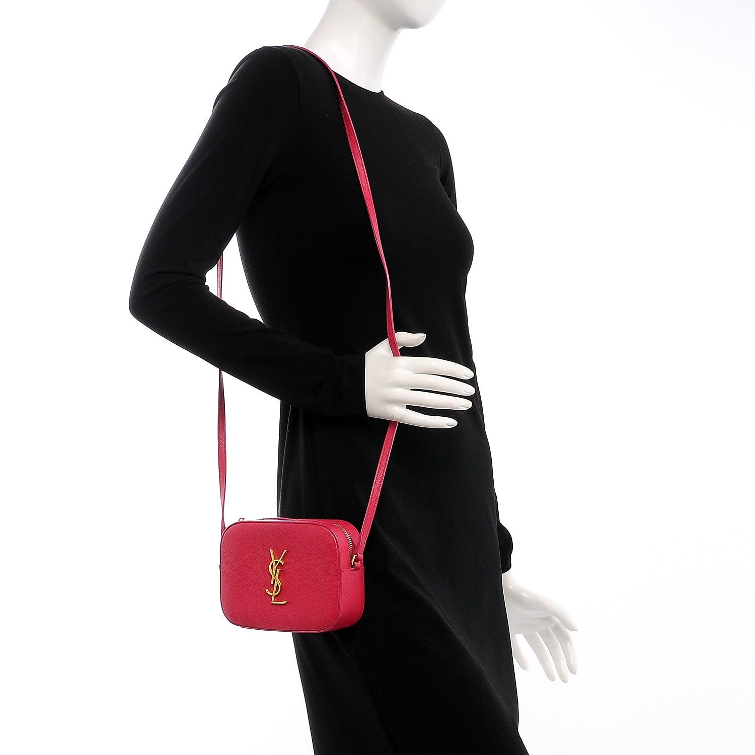 Saint Laurent Grain De Poudre Small Classic Monogram Camera Bag Bubblegum 2 of 7