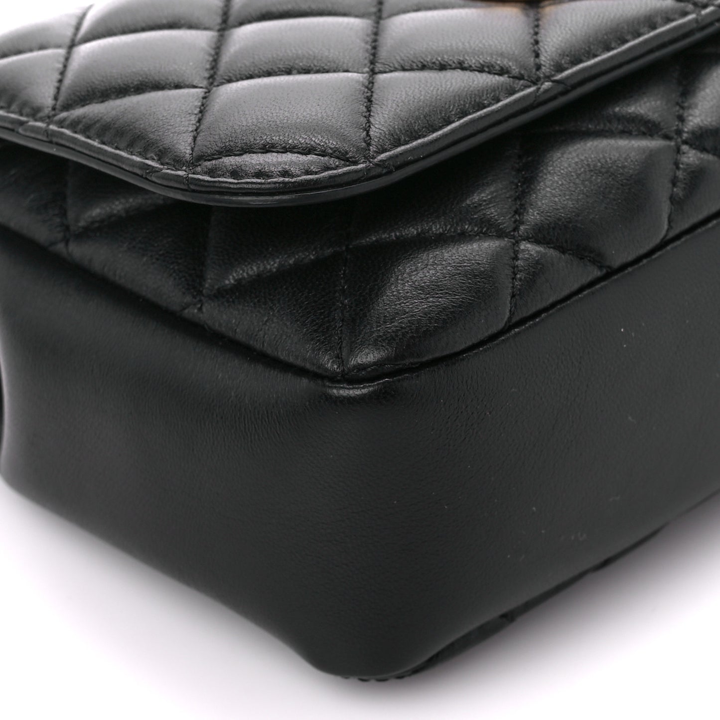 Nappa Quilted Small Medusa Chain Crossbody Black