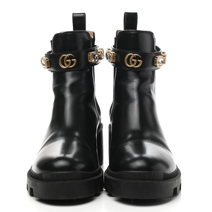 Gucci Calfskin Crystal GG Trip Chelsea Ankle Boots 39.5 Black 2 of 10