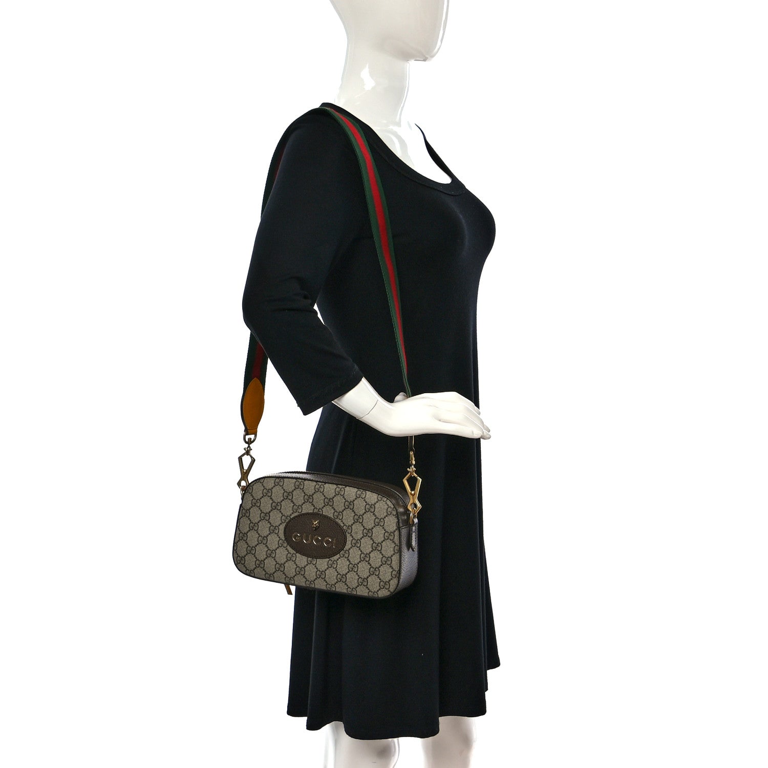 Gucci GG Supreme Monogram Web Neo Vintage Shoulder Bag Beige New Acero Crop 2 of 11