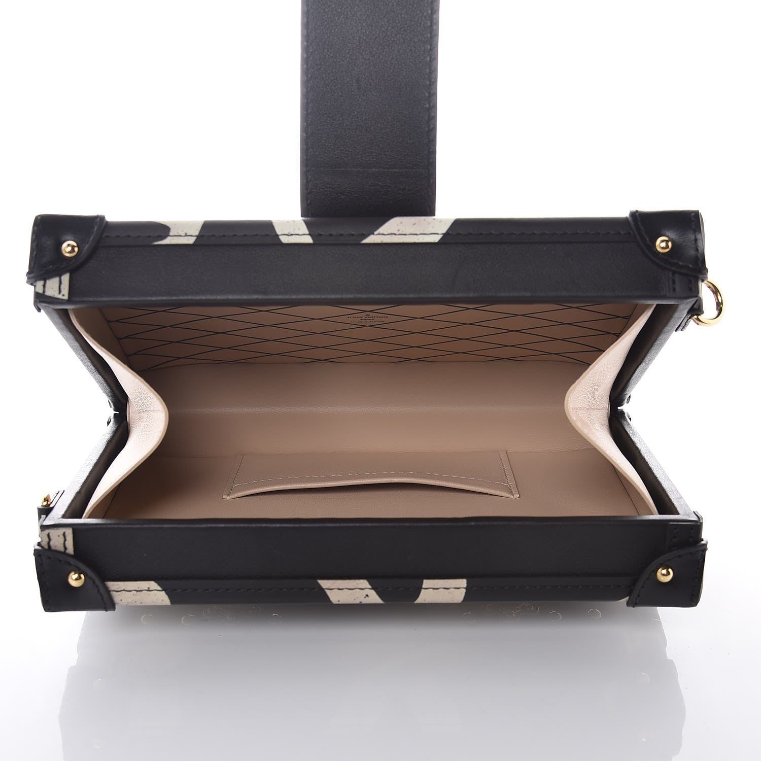 Louis Vuitton Calfskin Petite Malle Black White 5 of 6