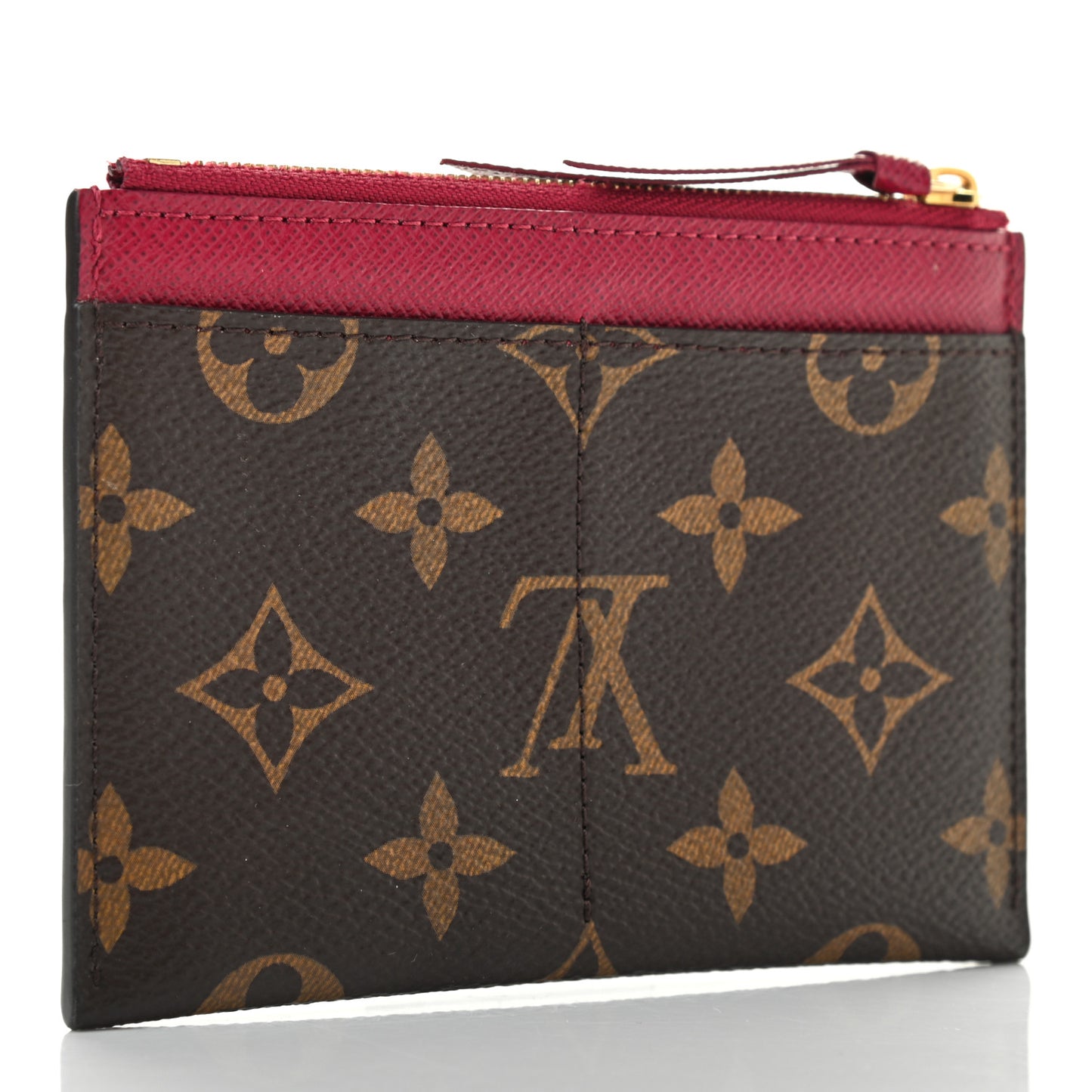 Monogram Zipped Card Holder Fuchsia