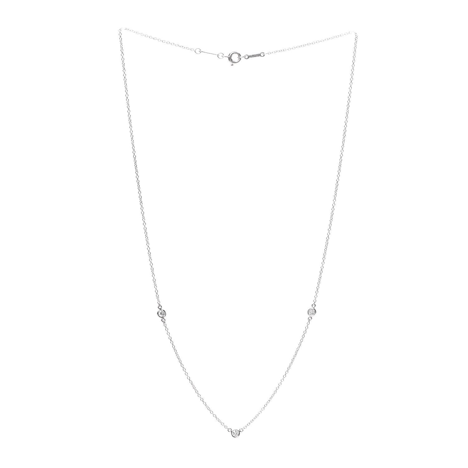 Tiffany Platinum Diamond 3 Station Diamonds by the Yard Necklace 3 of 6
