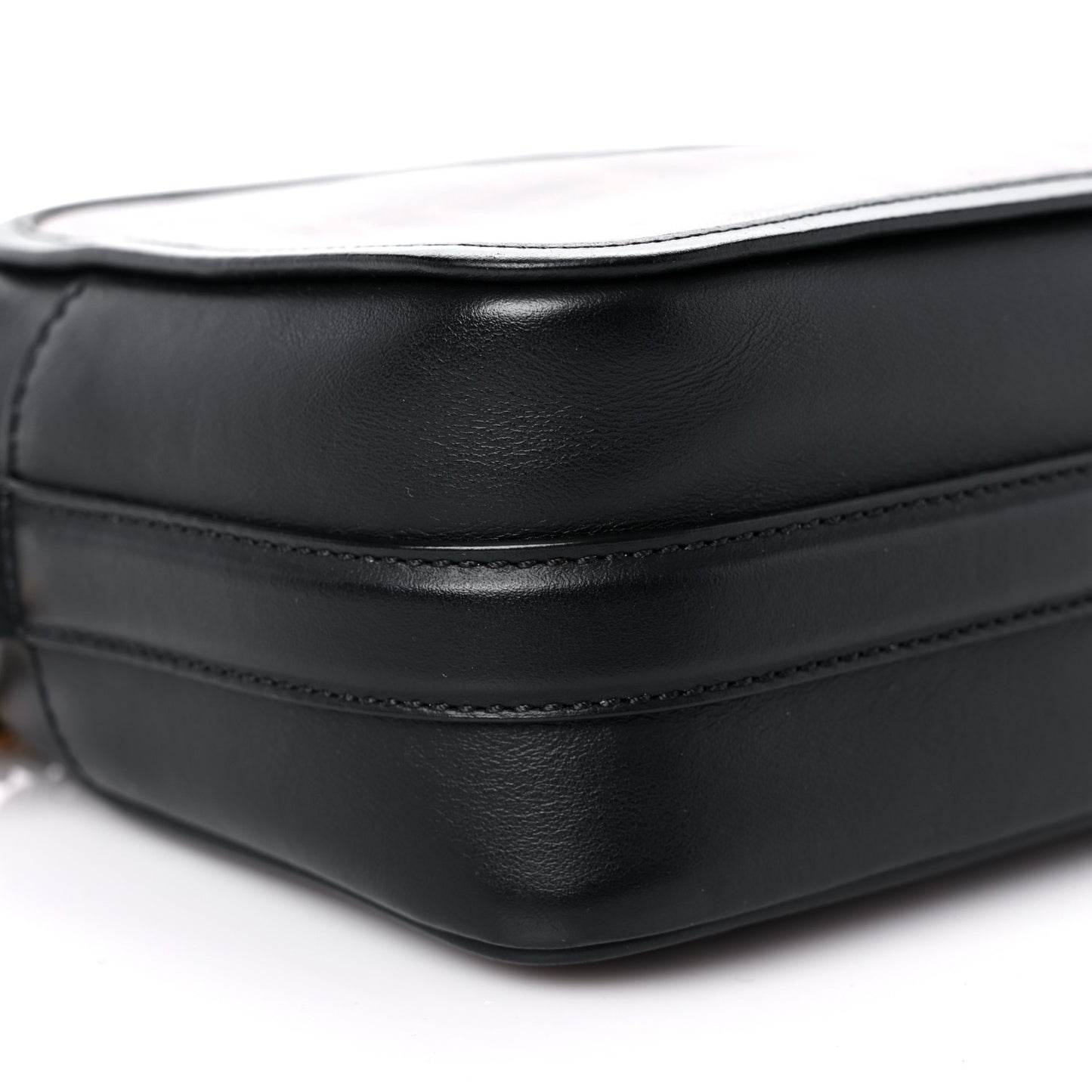 Glazed Fabric Vitello Century FF 1974 Stamp Patch Camera Case Mogano Panna Black