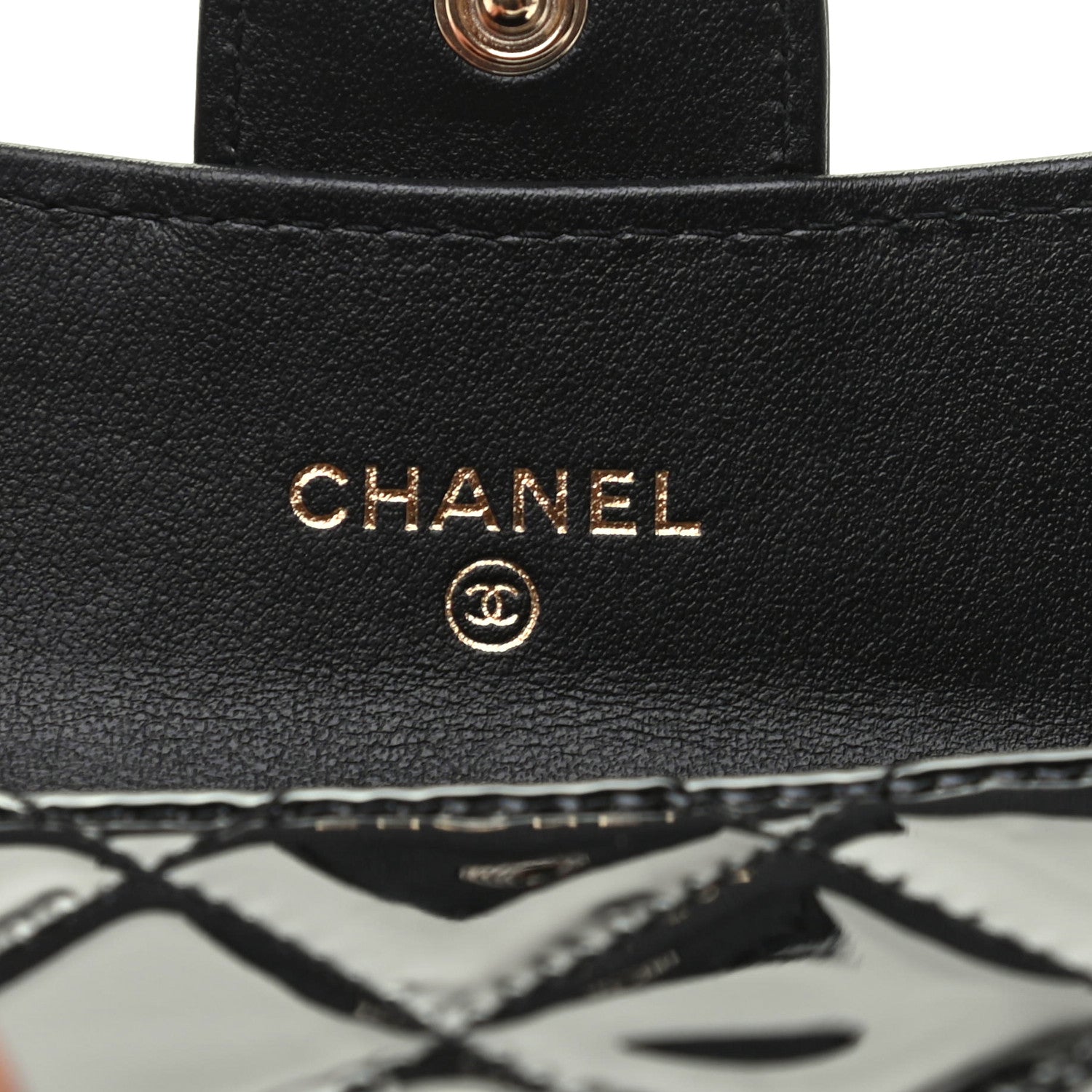 Chanel Patent Quilted Flap Card Holder Wallet Black 6 of 8