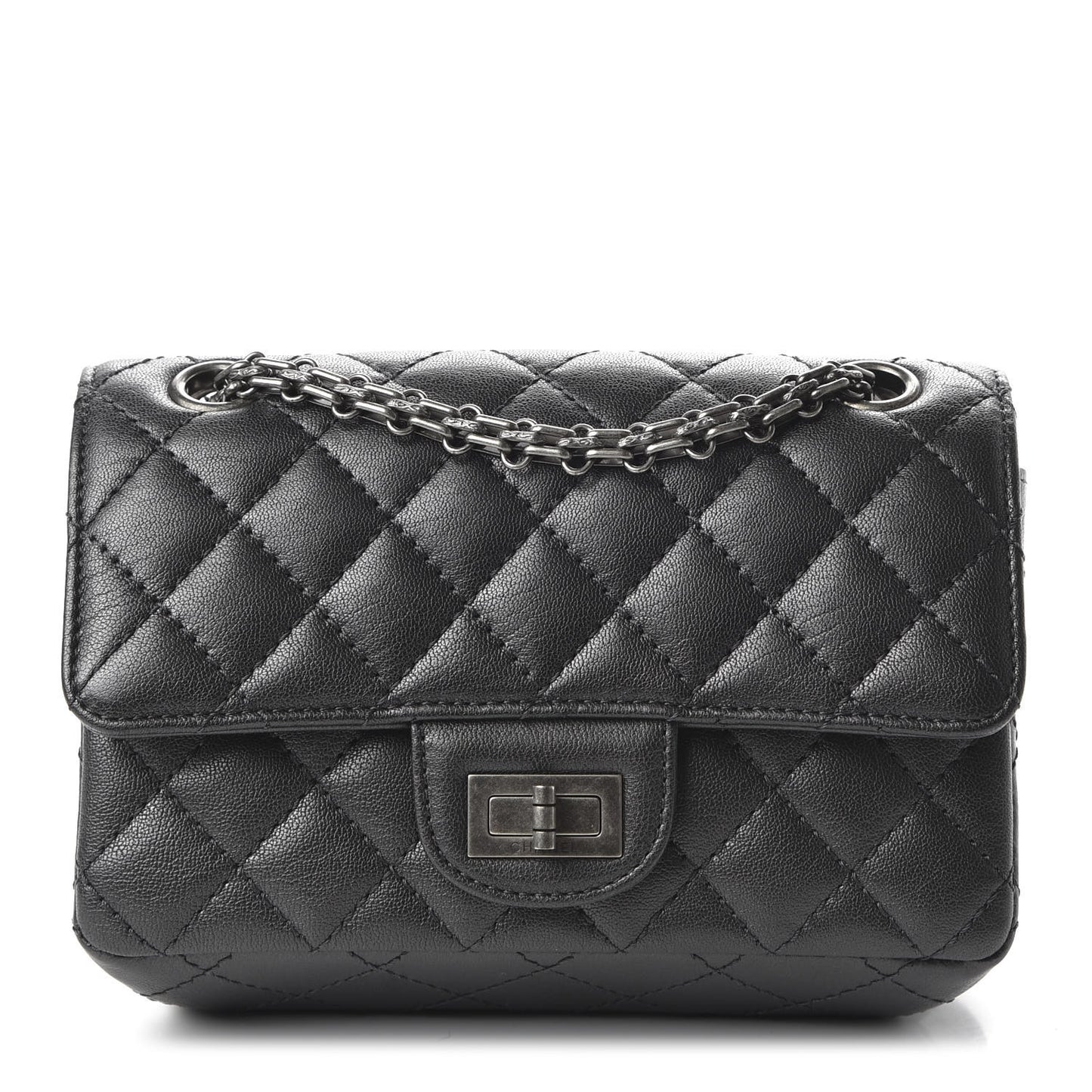 Sheepskin Quilted 2.55 Reissue Mini Flap Dark Grey