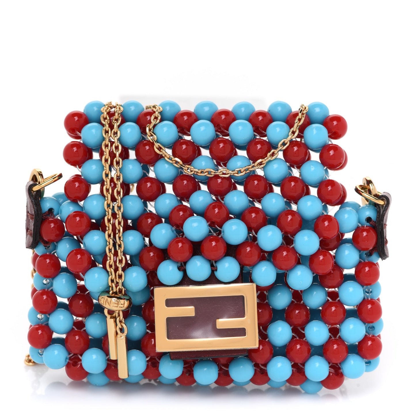 Glass Beaded Mini Pico Baguette Charm Red Blue