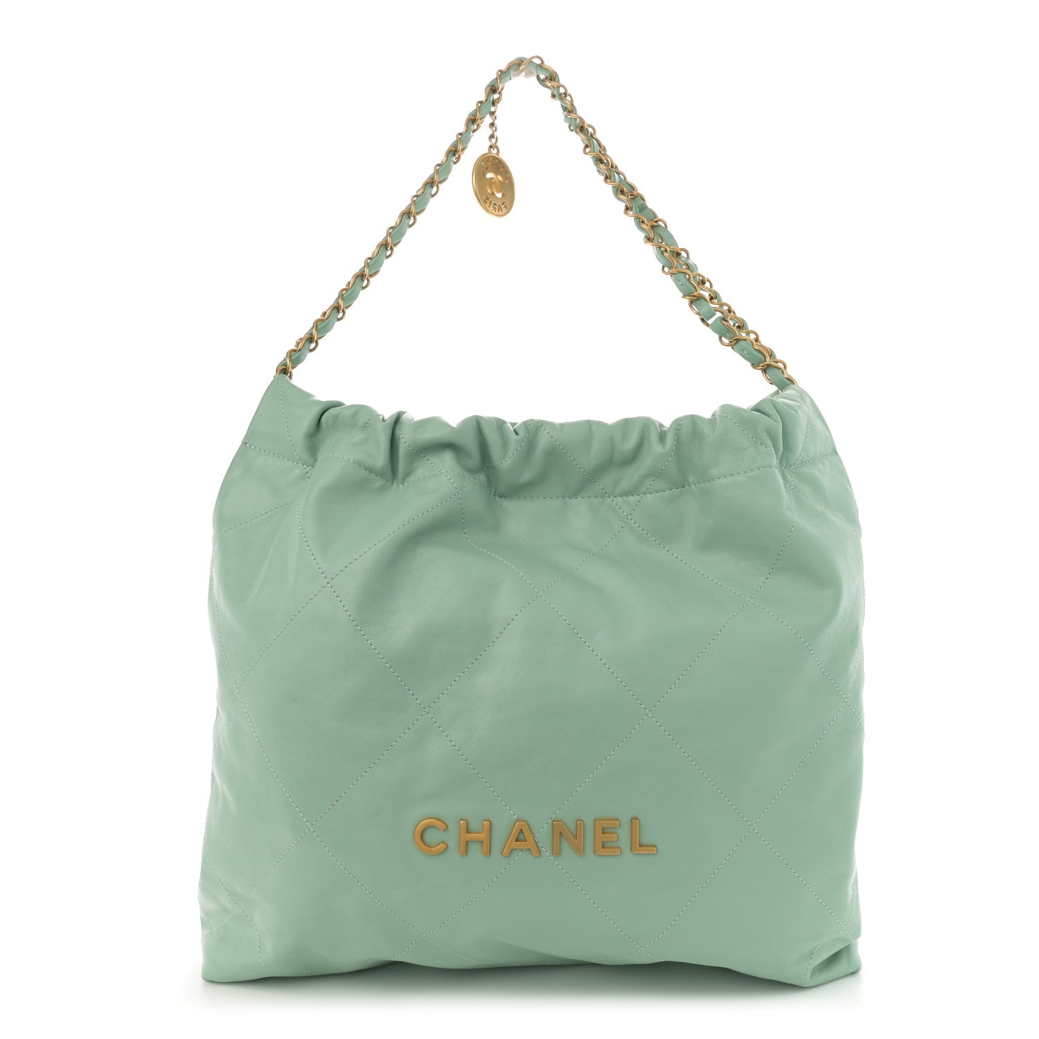 Chanel Shiny Calfskin Quilted Chanel 22 Light Green 1 of 12