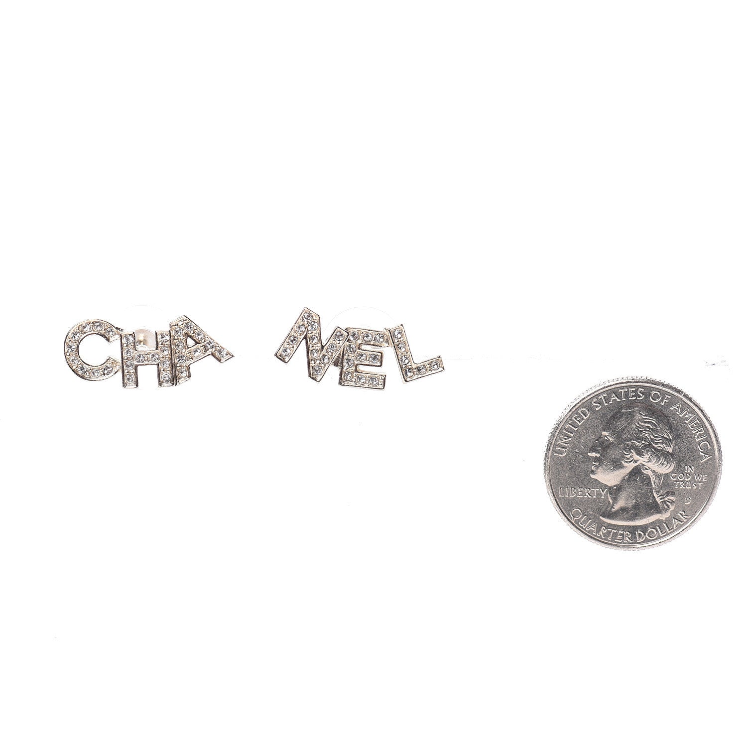 Chanel Crystal Pearl Signature Stud Earrings Gold 2 of 5