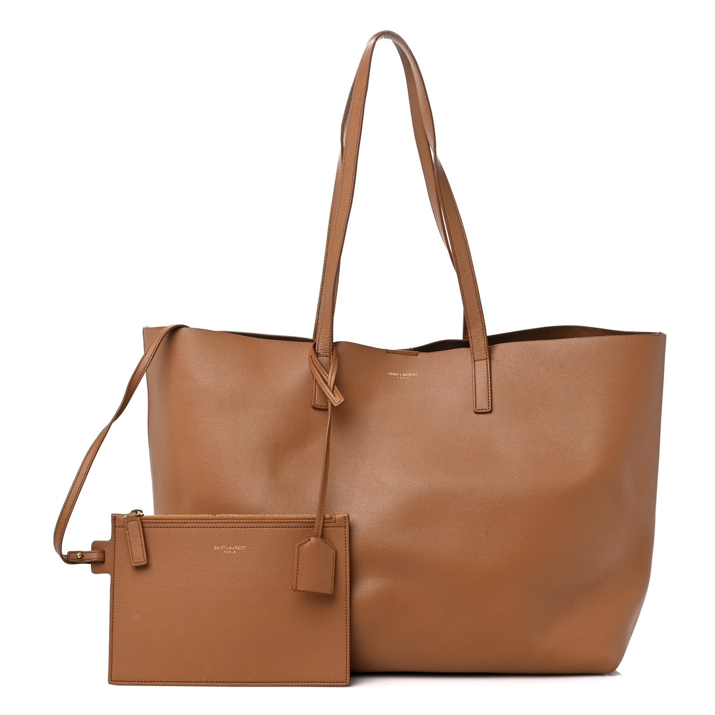 Calfskin Large Shopping Tote Dark Tan