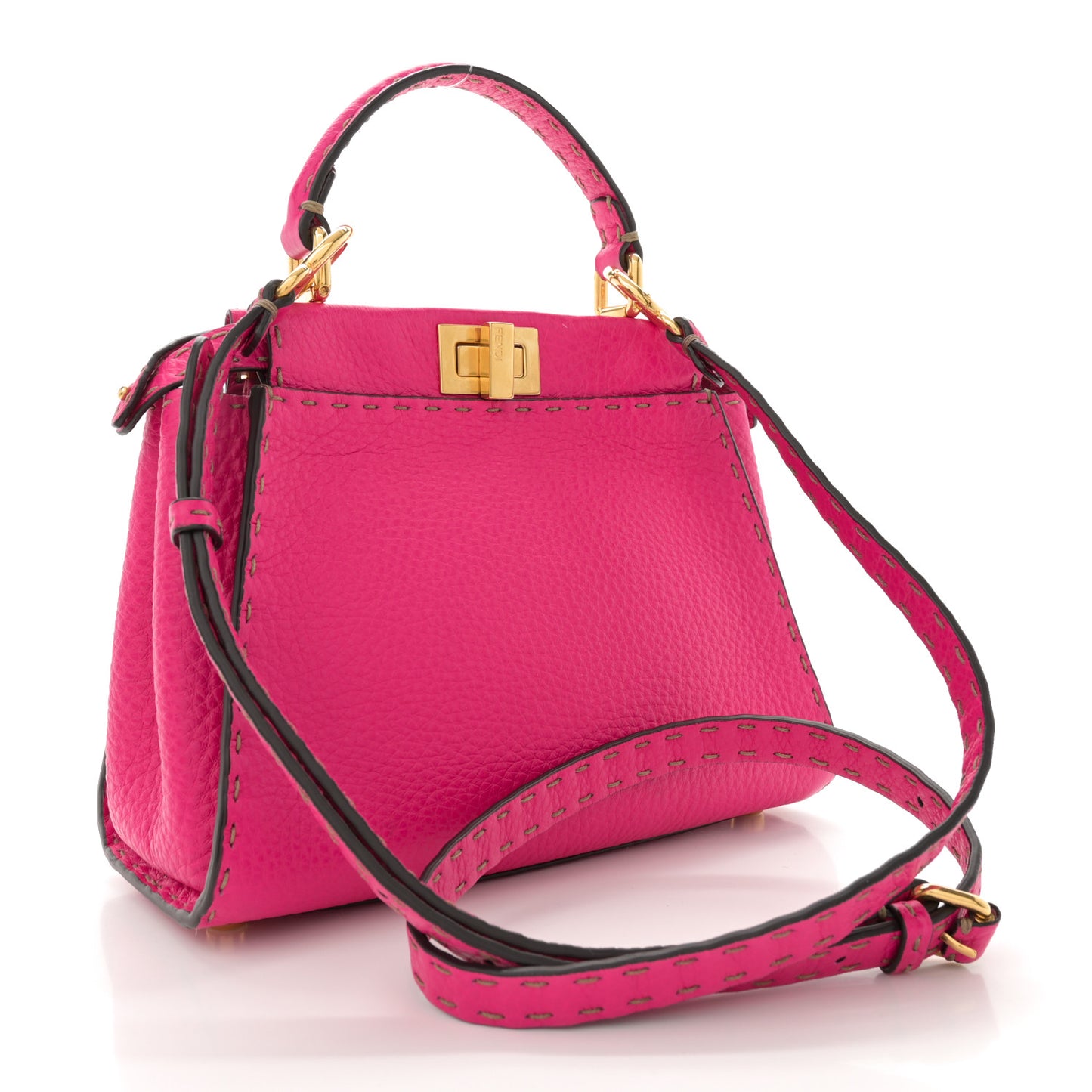 Cuoio Romano Selleria Mini Peekaboo Iconic Satchel Fuxia