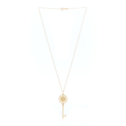 Tiffany 18K Yellow Gold Diamond Citrine Daisy Key Pendant Necklace 2 of 5