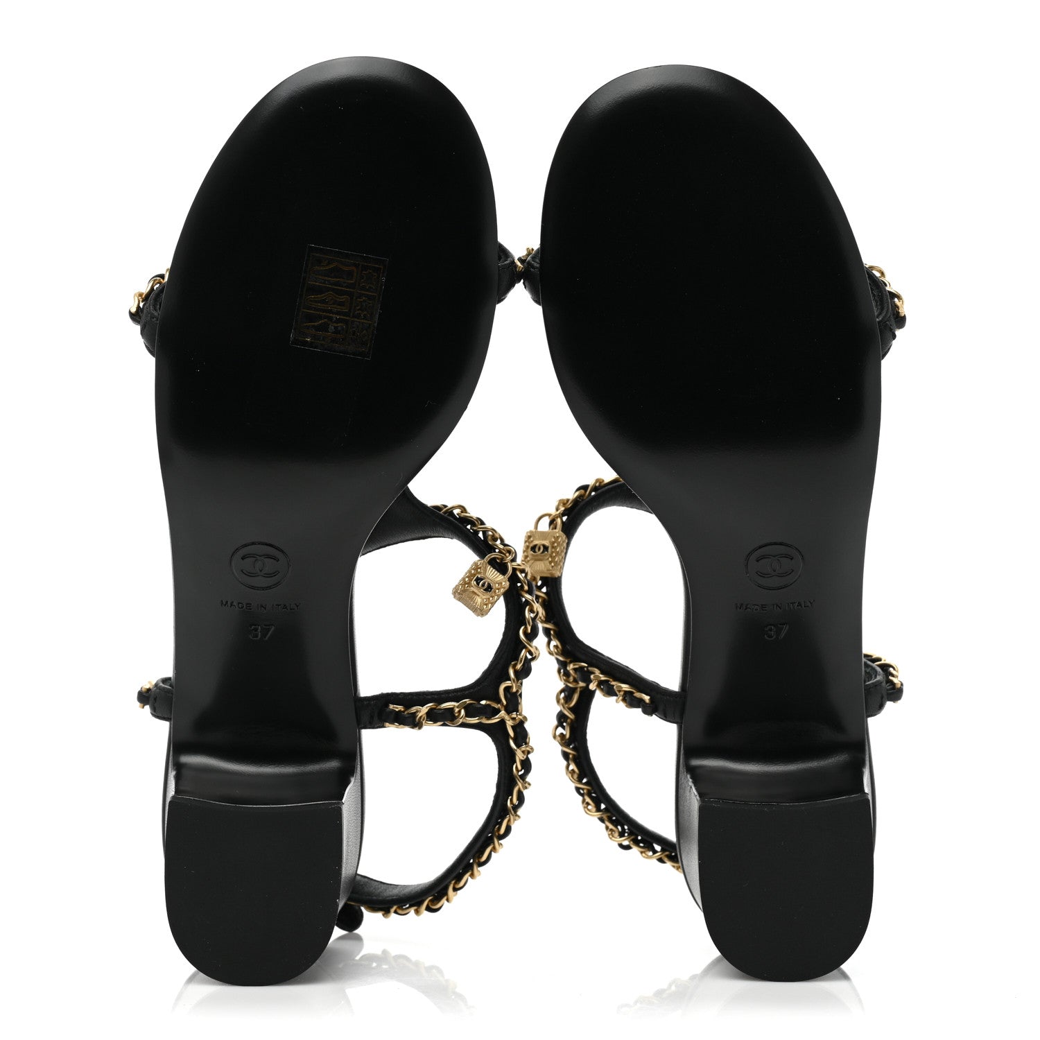 Chanel Lambskin Pearl Chain CC Thong Sandals 37 Black 5 of 8