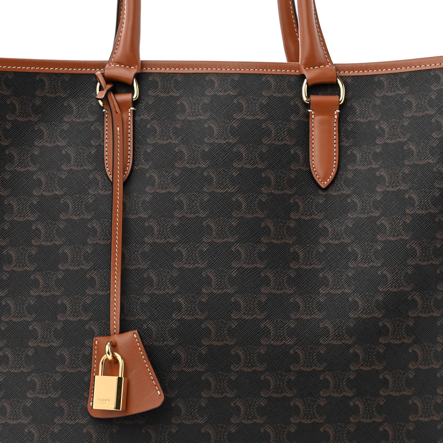 Triomphe Canvas Calfskin Horizontal Cabas Tan