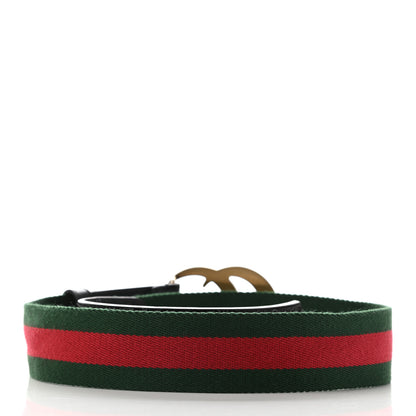 Gucci Nylon Calfskin Double G Web 40mm Belt 85 34 Green Red Black 2 of 6