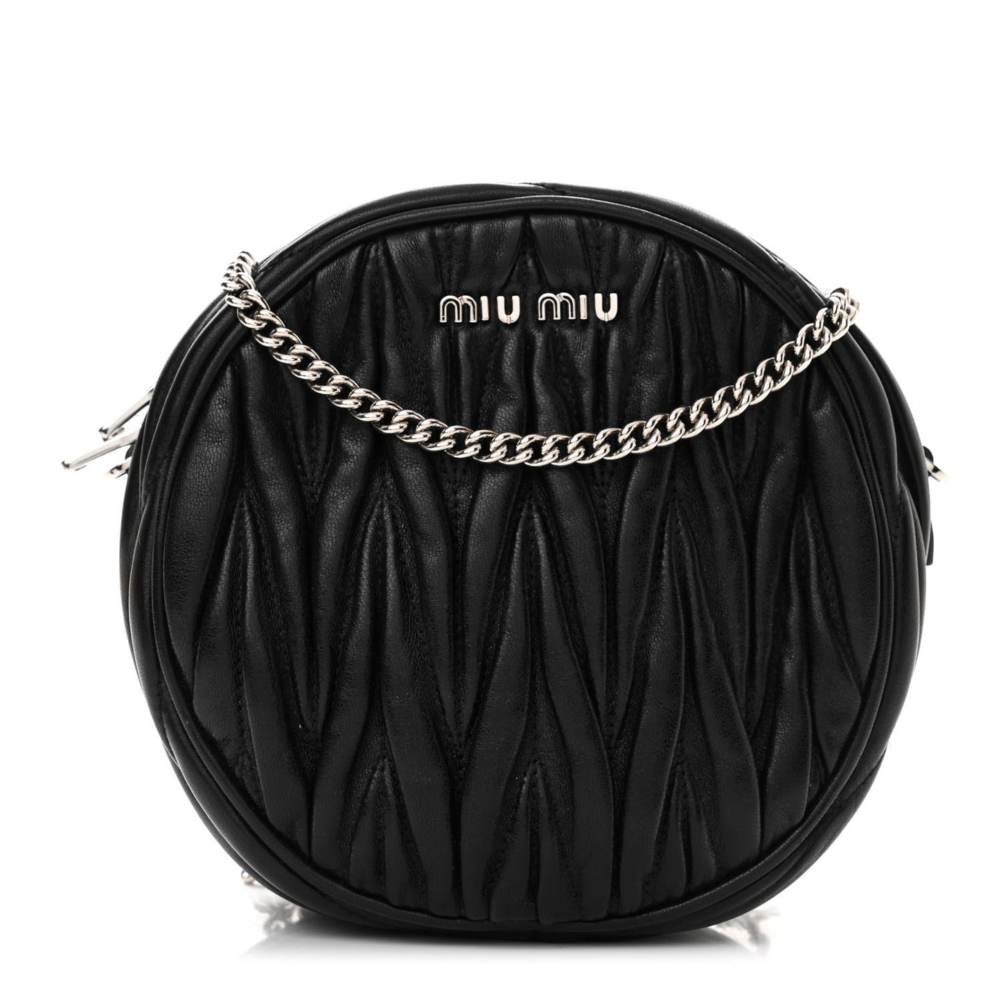 Nappa Matelasse Round Crossbody Black