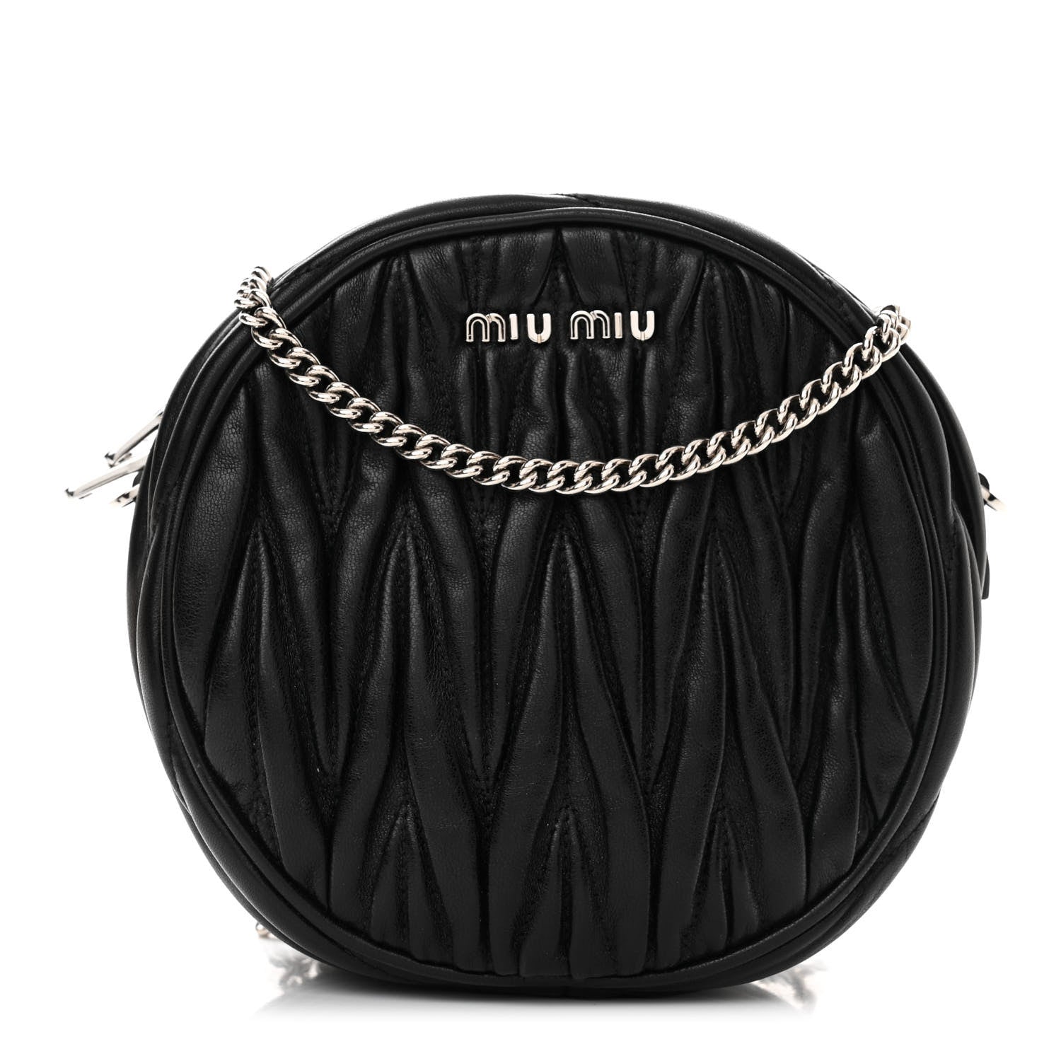 Miu Miu Nappa Matelasse Round Crossbody Black 1 of 9