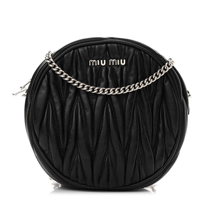 Miu Miu Nappa Matelasse Round Crossbody Black 1 of 9