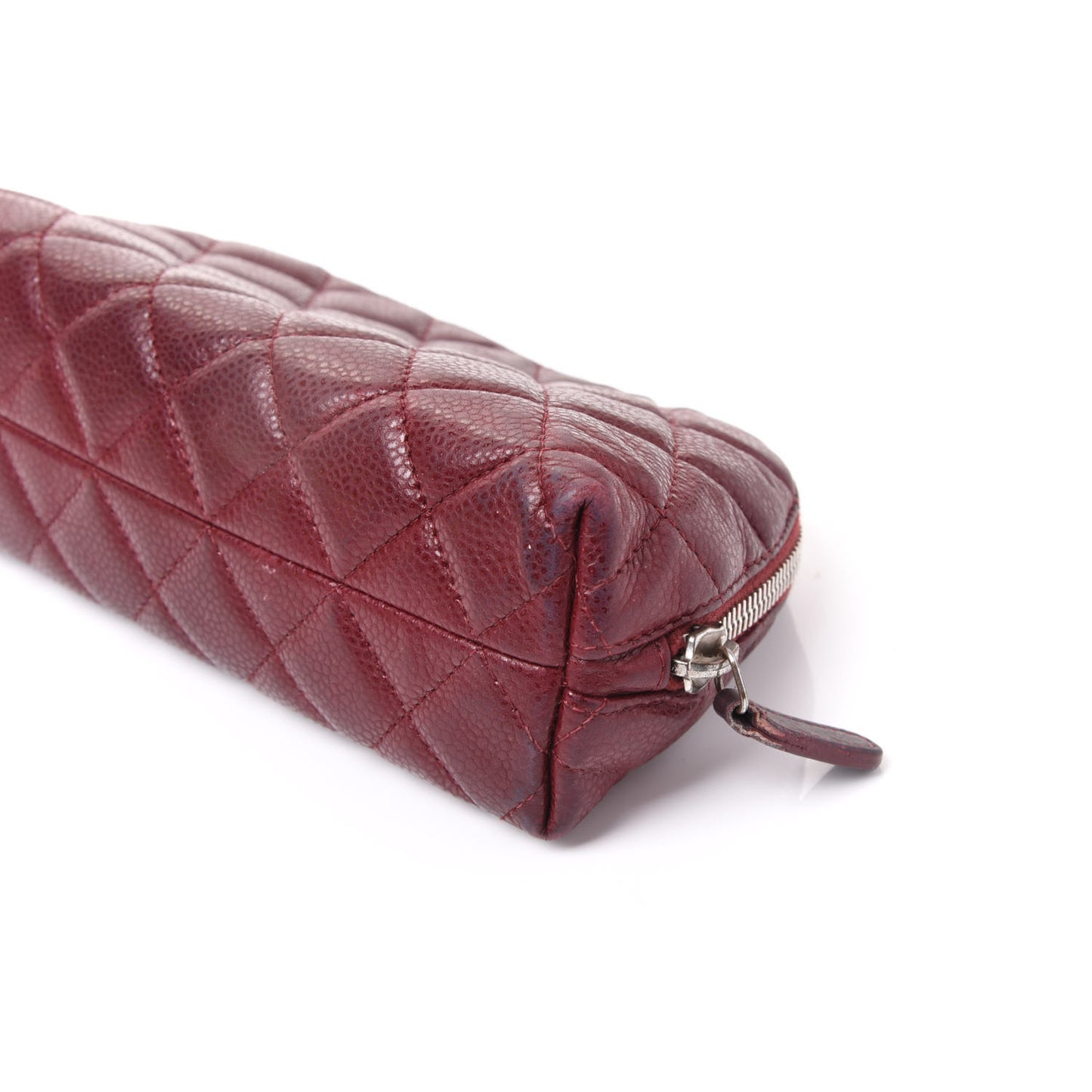 Caviar Quilted Cosmetic Case Burgundy