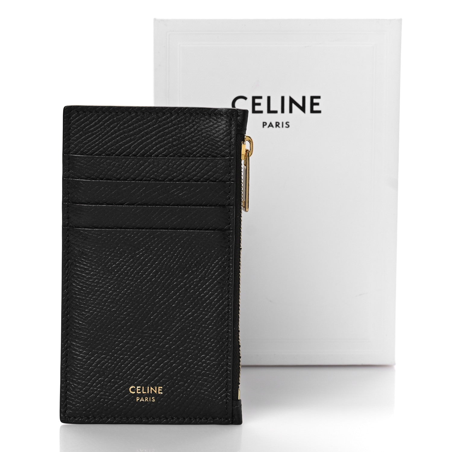 Celine Grained Calfskin Zipped Card Holder Black 8 of 8