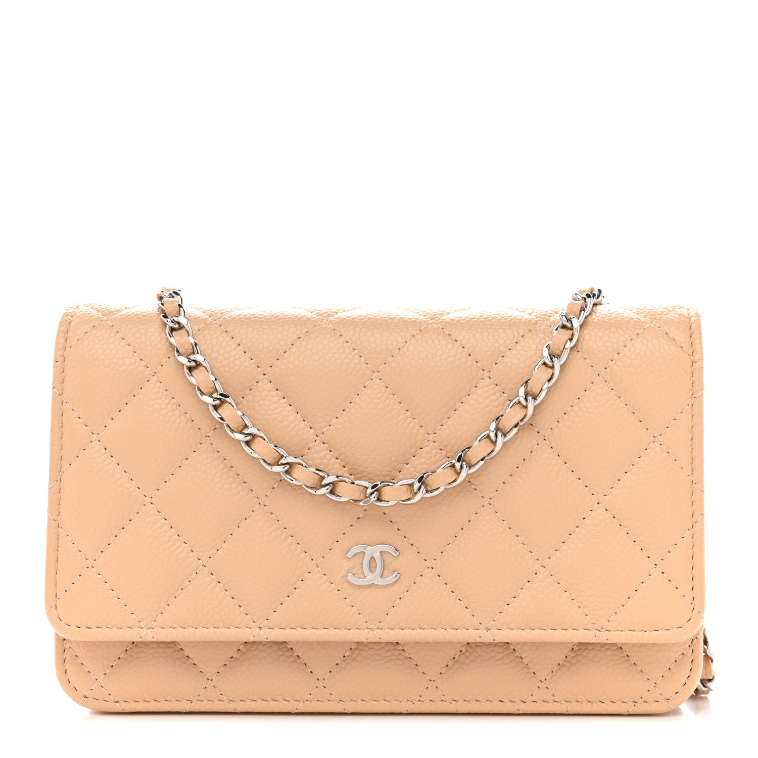 Chanel Caviar Quilted Wallet On Chain WOC Beige 1 of 12