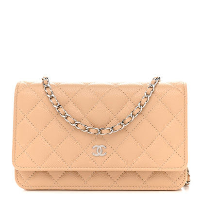 Chanel Caviar Quilted Wallet On Chain WOC Beige 1 of 12