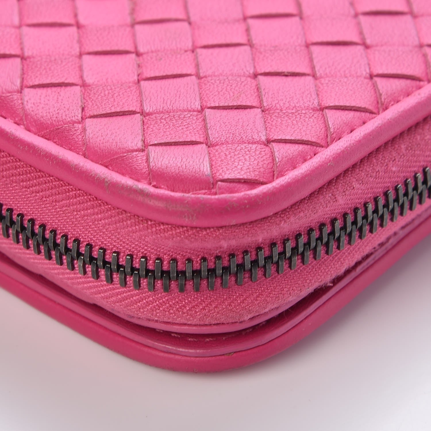 Bottega Veneta Nappa Intrecciato Zip Around Wallet Pink 12 of 13