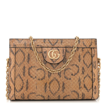 Gucci Snakeskin GG Mini Ophidia Chain Shoulder Bag Brown 1 of 10