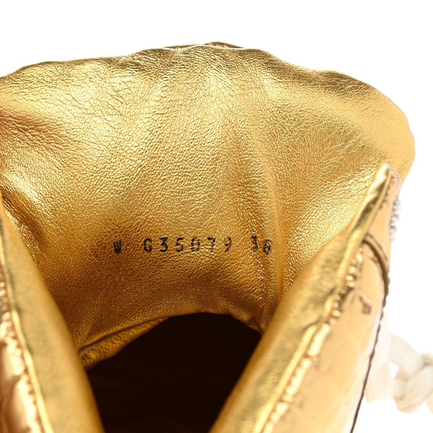 Metallic Calfskin Crocodile Embossed Cocodile High Top Sneakers 38 Gold