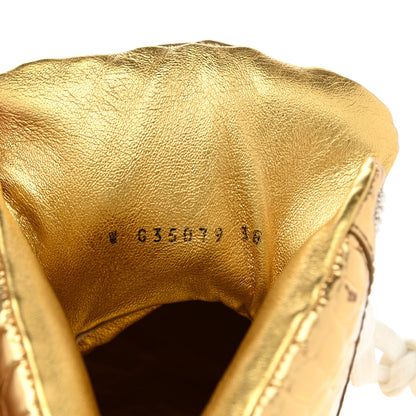 Chanel Metallic Calfskin Crocodile Embossed Cocodile High Top Sneakers 38 Gold 8 of 9
