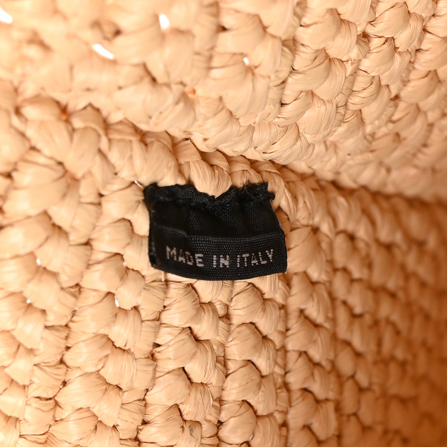 Yarn Raffia Effect Crochet Embroidered Logo Hobo Naturale