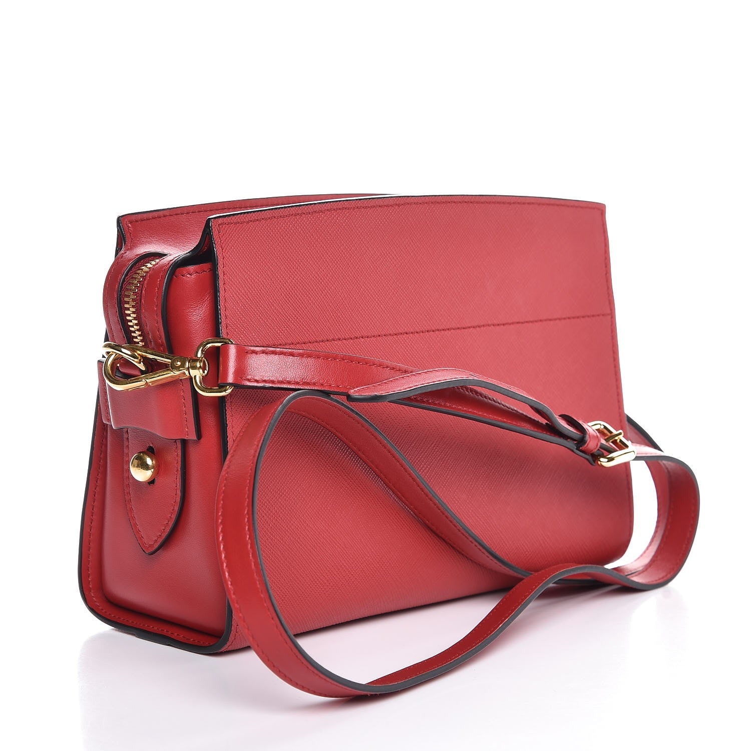 Prada Saffiano Soft Calfskin Bandoliera Bag Fuoco 3 of 7