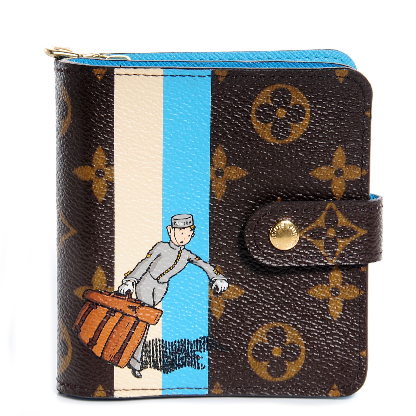 Monogram Groom Compact Zip Wallet Blue