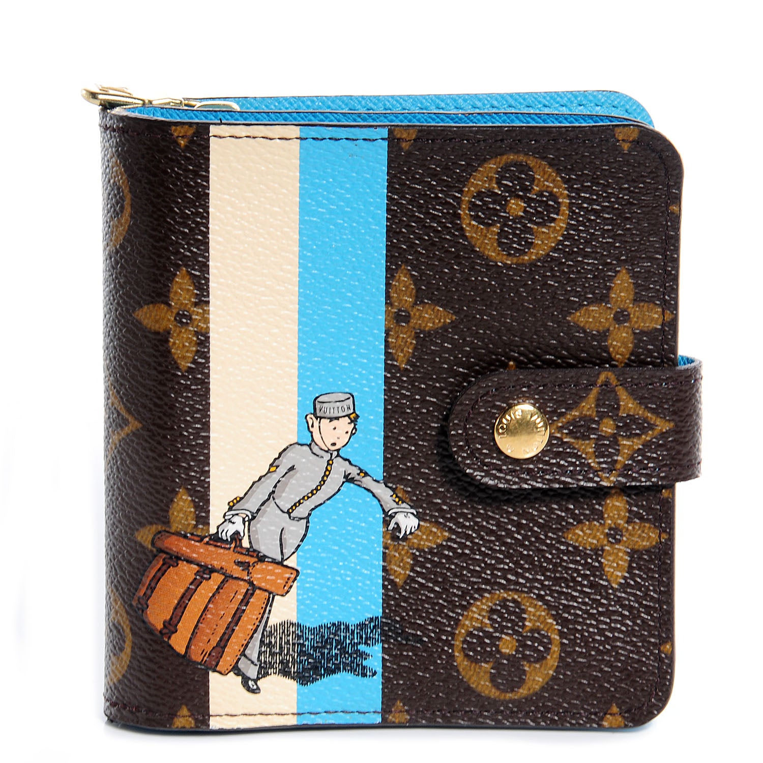 Louis Vuitton Monogram Groom Compact Zip Wallet Blue 1 of 8