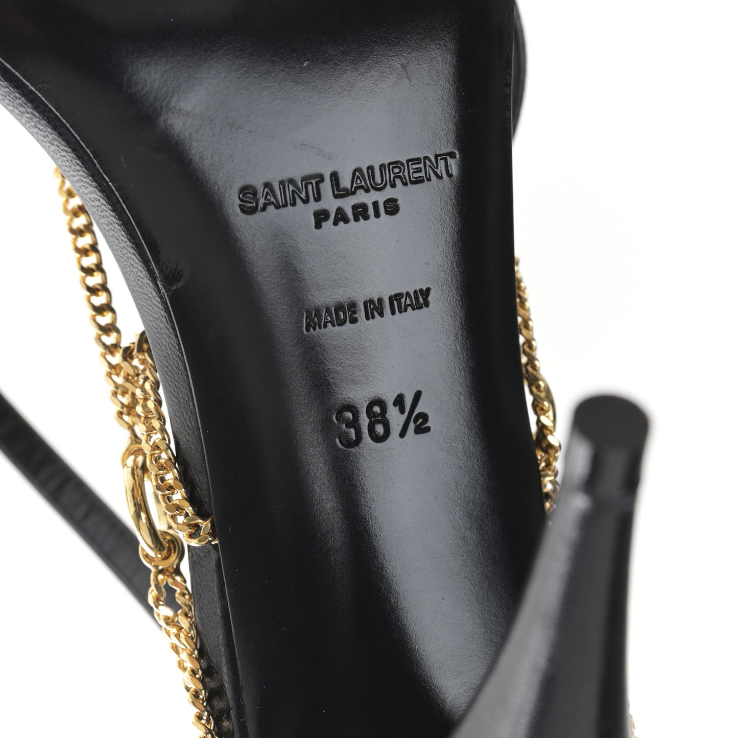 Calfskin Chain Cristal Sandals 38.5 Black