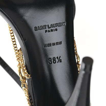 Saint Laurent Calfskin Chain Cristal Sandals 38.5 Black 6 of 9