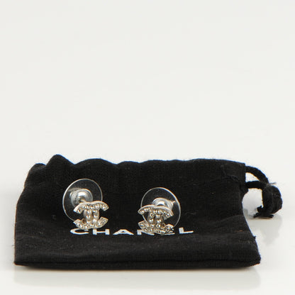 Chanel Crystal Timeless CC Earrings Silver 5 of 5