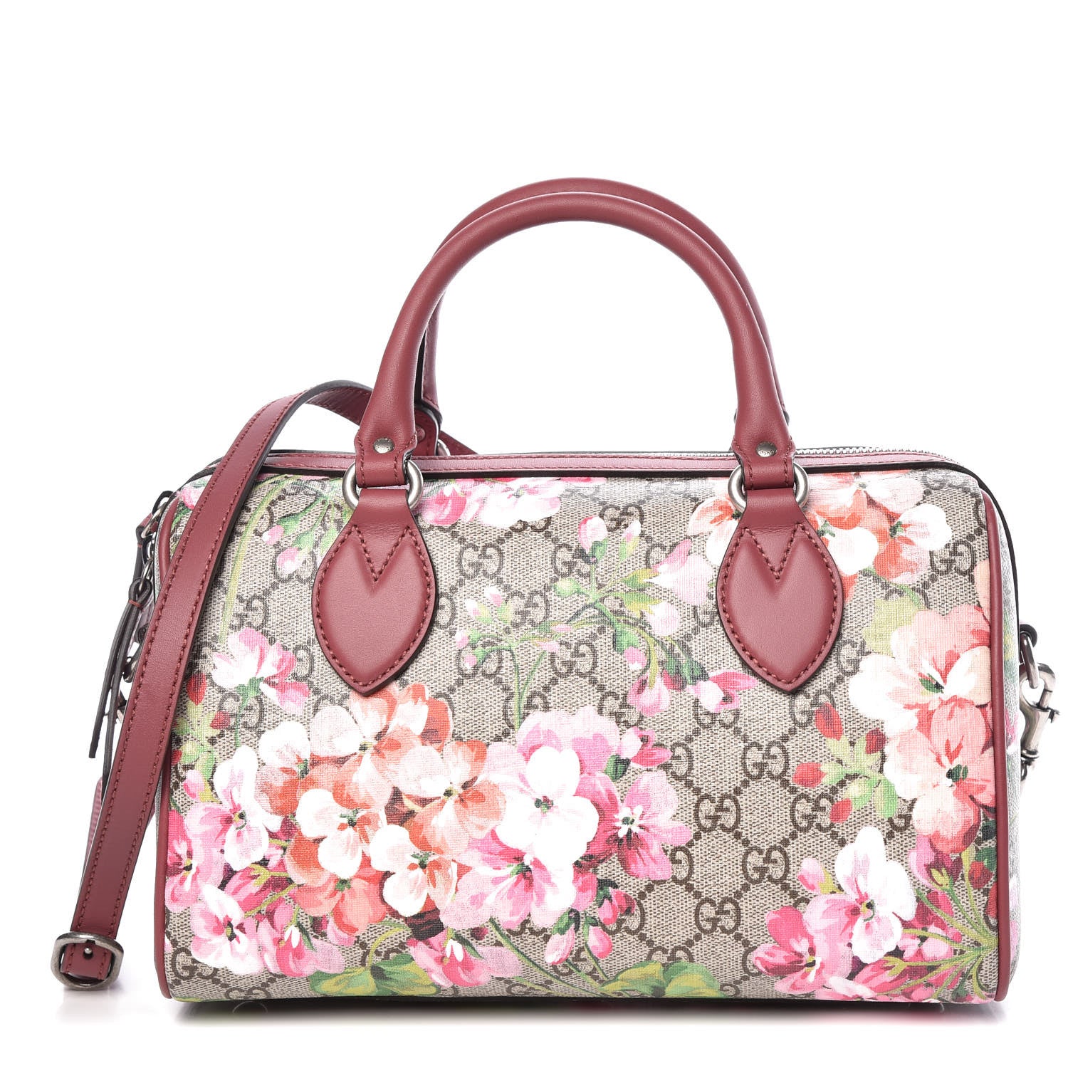 Gucci GG Supreme Monogram Blooms Small Boston Beige Multicolor Dry Rose 1 of 9