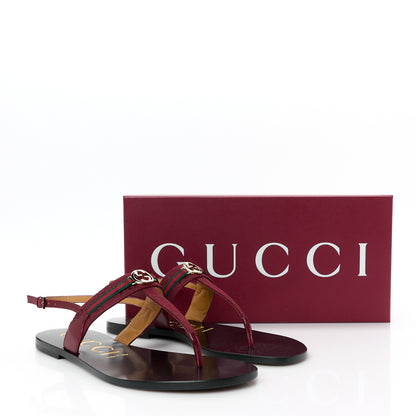 Gucci New Canvas GG Malaga Kid Web Interlocking G Womens Thong Sandals 40.5 Rosso Ancora 9 of 9