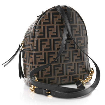 Fendi Vitello Bi-Color FF 1974 Embossed Mini Backpack Maya Black 3 of 8