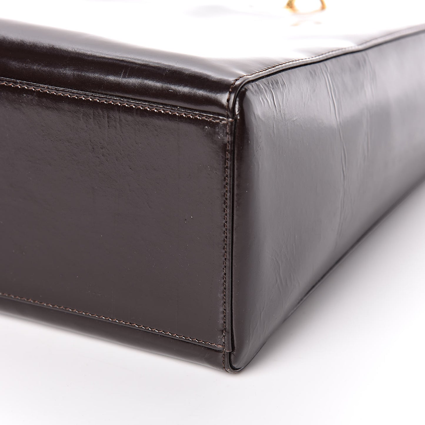 Glazed Calfskin Large Lady Dior Dark Brown