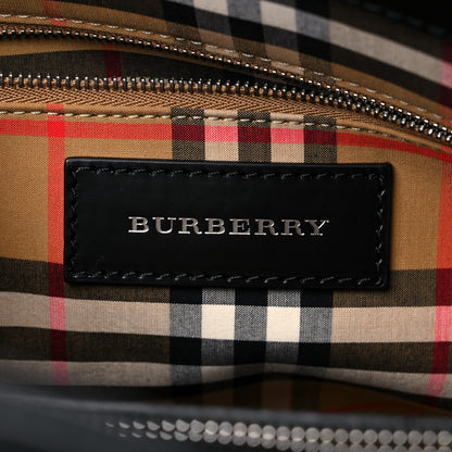 Burberry Grainy Calfskin Vintage Check Medium Banner Tote Black 6 of 13