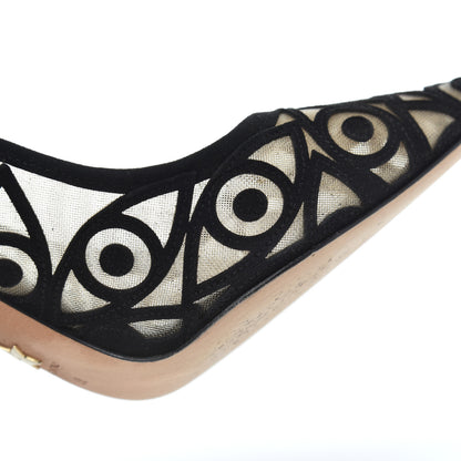 Christian Dior Suede Mesh Eye Embroidered D-Choc Pumps 38 Black 13 of 17