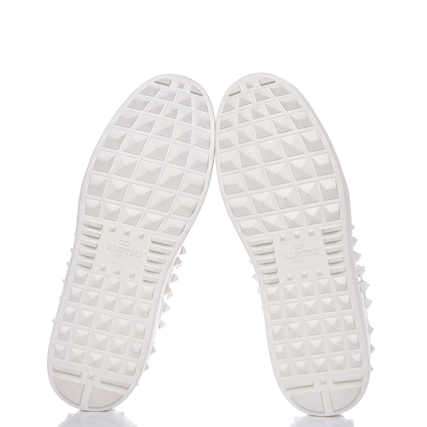 Calfskin Rockstud Sneakers 38 White