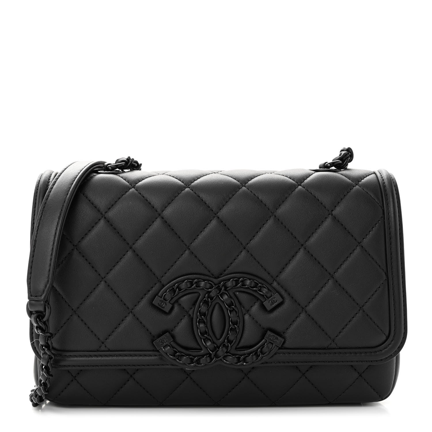 Chanel Lambskin Quilted Small CC Filigree Flap Black 1 of 11