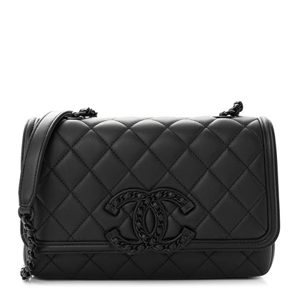 Chanel Lambskin Quilted Small CC Filigree Flap Black 1 of 11