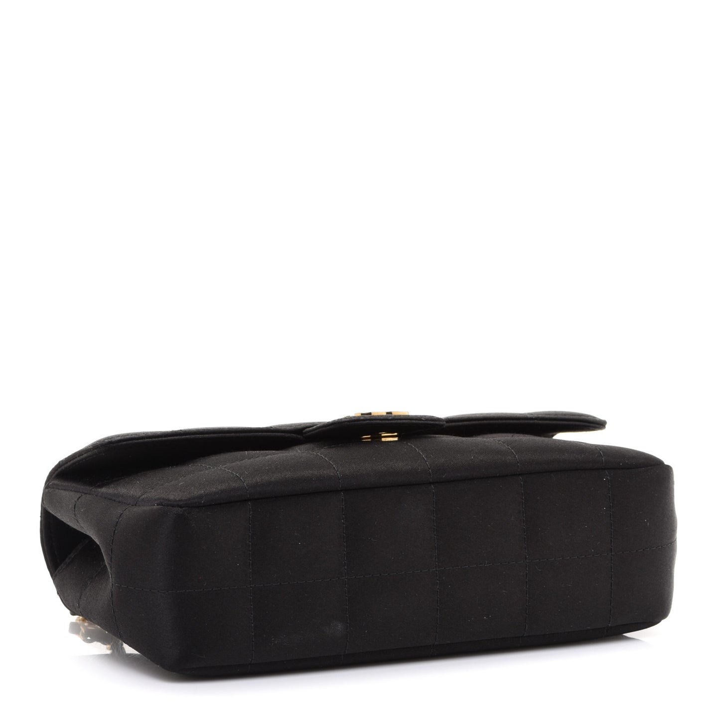 Satin Chocolate Bar Quilted Rectangular Mini Flap Black