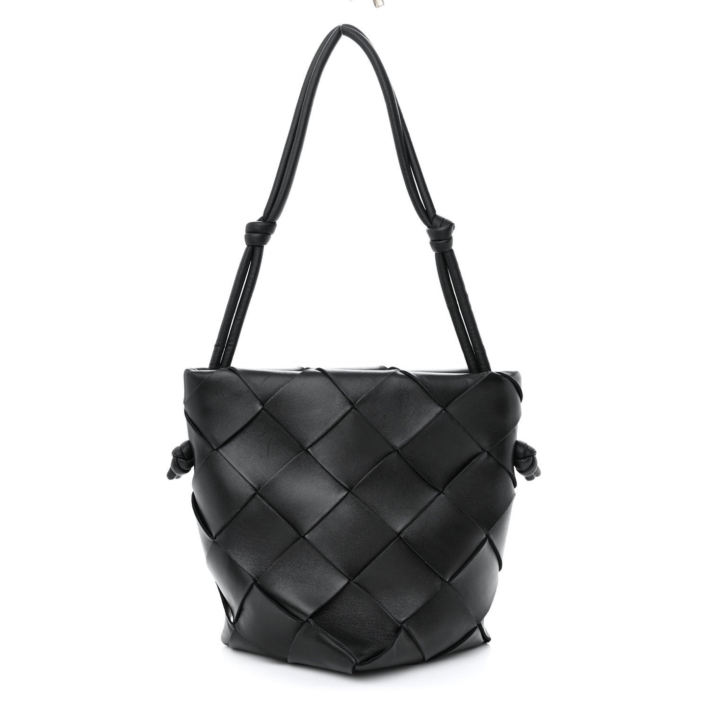 Nappa Maxi Intrecciato Clasp Bucket Bag Black