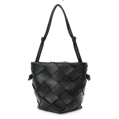 Bottega Veneta Nappa Maxi Intrecciato Clasp Bucket Bag Black 1 of 10