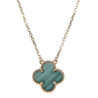 Van Cleef & Arpels 18K Yellow Gold Malachite Vintage Alhambra Pendant Necklace 7 of 7